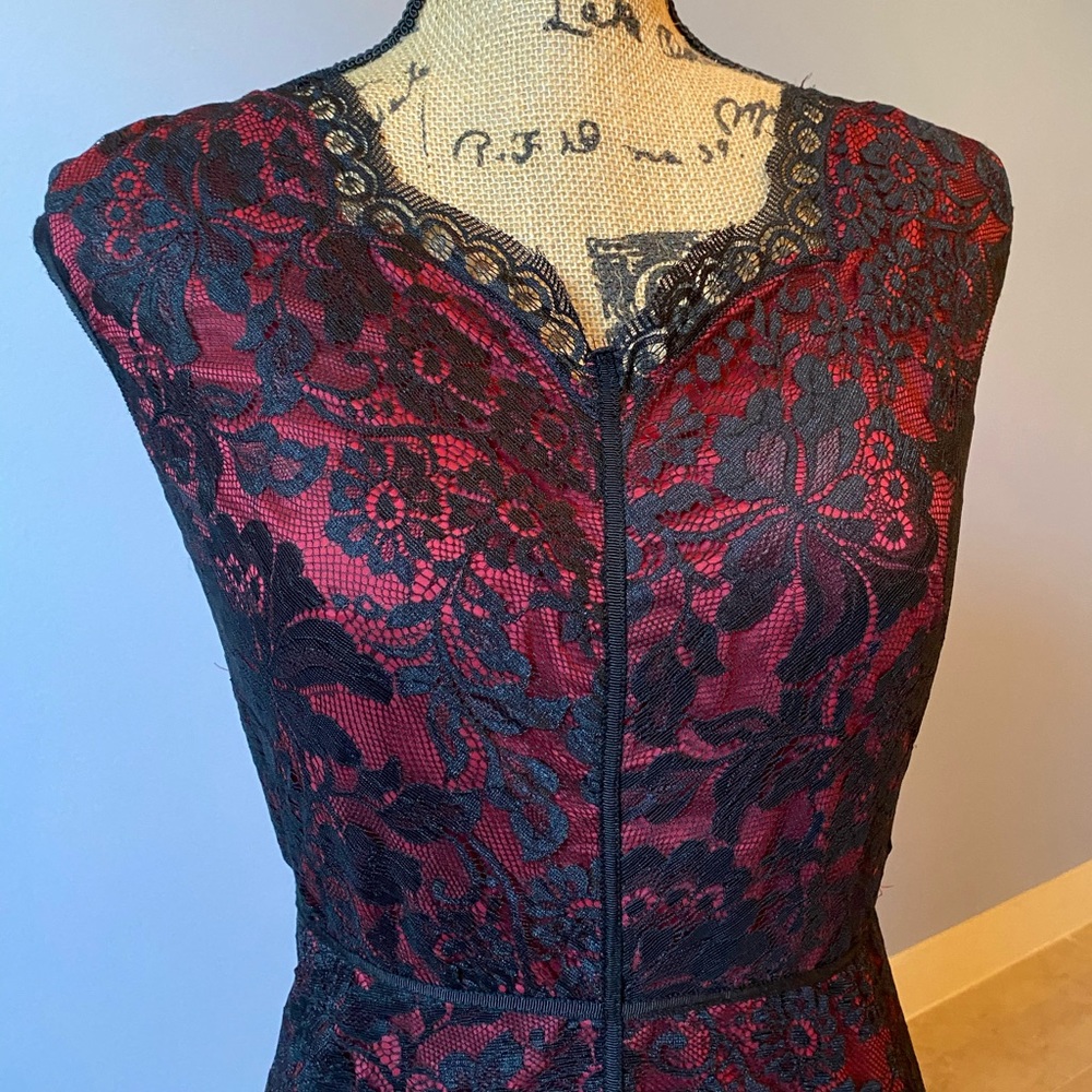 Chelsea & Violet: Red & Black Lace Dress